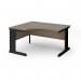 Vivo left hand ergonomic desk 1400mm - black frame, Nebraska Oak top VEL14-K-NO