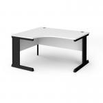 Vivo left hand ergonomic desk 1400mm - black frame, white top VEL14-K-WH