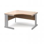 Vivo left hand ergonomic desk 1400mm - silver frame, beech top VEL14-S-B