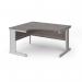 Vivo left hand ergonomic desk 1400mm - silver frame, Grey Oak top VEL14-S-GO