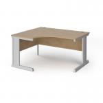 Vivo left hand ergonomic desk 1400mm - silver frame, Kendal Oak top VEL14-S-KO