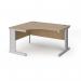Vivo left hand ergonomic desk 1400mm - silver frame, Kendal Oak top VEL14-S-KO