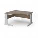 Vivo left hand ergonomic desk 1400mm - silver frame, Nebraska Oak top VEL14-S-NO