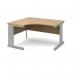 Vivo left hand ergonomic desk 1400mm - silver frame, oak top VEL14-S-O