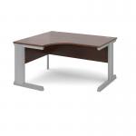 Vivo left hand ergonomic desk 1400mm - silver frame, walnut top VEL14-S-W