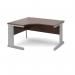 Vivo left hand ergonomic desk 1400mm - silver frame, walnut top VEL14-S-W