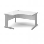 Vivo left hand ergonomic desk 1400mm - silver frame, white top VEL14-S-WH