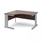 Vivo left hand ergonomic desk 1400mm - silver frame, walnut top VEL14W