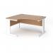 Vivo left hand ergonomic desk 1400mm - white frame, beech top VEL14-WH-B