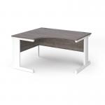 Vivo left hand ergonomic desk 1400mm - white frame, Grey Oak top VEL14-WH-GO