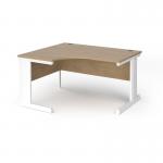 Vivo left hand ergonomic desk 1400mm - white frame, Kendal Oak top VEL14-WH-KO