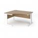 Vivo left hand ergonomic desk 1400mm - white frame, Kendal Oak top VEL14-WH-KO