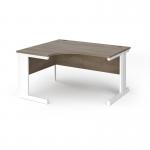 Vivo left hand ergonomic desk 1400mm - white frame, Nebraska Oak top VEL14-WH-NO