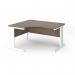 Vivo left hand ergonomic desk 1400mm - white frame, Nebraska Oak top VEL14-WH-NO