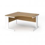 Vivo left hand ergonomic desk 1400mm - white frame, oak top VEL14-WH-O