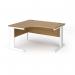 Vivo left hand ergonomic desk 1400mm - white frame, oak top VEL14-WH-O