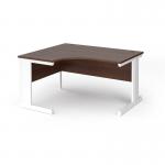 Vivo left hand ergonomic desk 1400mm - white frame, walnut top VEL14-WH-W