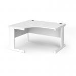Vivo left hand ergonomic desk 1400mm - white frame, white top VEL14-WH-WH