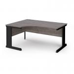 Vivo left hand ergonomic desk 1600mm - black frame, Grey Oak top VEL16-K-GO