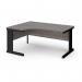 Vivo left hand ergonomic desk 1600mm - black frame, Grey Oak top VEL16-K-GO