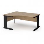 Vivo left hand ergonomic desk 1600mm - black frame, Kendal Oak top VEL16-K-KO
