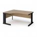 Vivo left hand ergonomic desk 1600mm - black frame, Kendal Oak top VEL16-K-KO