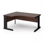 Vivo left hand ergonomic desk 1600mm - black frame, walnut top VEL16-K-W
