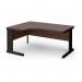 Vivo left hand ergonomic desk 1600mm - black frame, walnut top VEL16-K-W