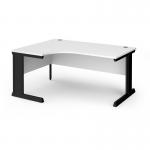 Vivo left hand ergonomic desk 1600mm - black frame, white top VEL16-K-WH