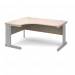 Vivo left hand ergonomic desk 1600mm - silver frame and maple top