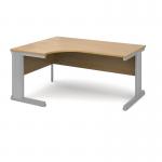 Vivo left hand ergonomic desk 1600mm - silver frame and oak top