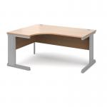 Vivo left hand ergonomic desk 1600mm - silver frame, beech top VEL16-S-B