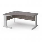 Vivo left hand ergonomic desk 1600mm - silver frame, Grey Oak top VEL16-S-GO