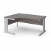 Vivo left hand ergonomic desk 1600mm - silver frame, Grey Oak top VEL16-S-GO