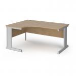 Vivo left hand ergonomic desk 1600mm - silver frame, Kendal Oak top VEL16-S-KO