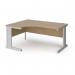 Vivo left hand ergonomic desk 1600mm - silver frame, Kendal Oak top VEL16-S-KO