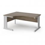 Vivo left hand ergonomic desk 1600mm - silver frame, Nebraska Oak top VEL16-S-NO
