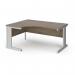 Vivo left hand ergonomic desk 1600mm - silver frame, Nebraska Oak top VEL16-S-NO
