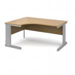 Vivo left hand ergonomic desk 1600mm - silver frame, oak top VEL16-S-O