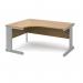 Vivo left hand ergonomic desk 1600mm - silver frame, oak top VEL16-S-O