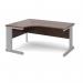 Vivo left hand ergonomic desk 1600mm - silver frame, walnut top VEL16-S-W