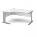 Vivo left hand ergonomic desk 1600mm - silver frame, white top VEL16-S-WH