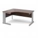 Vivo left hand ergonomic desk 1600mm - silver frame, walnut top VEL16W