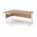 Vivo left hand ergonomic desk 1600mm - white frame, beech top VEL16-WH-B
