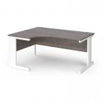 Vivo left hand ergonomic desk 1600mm - white frame, Grey Oak top VEL16-WH-GO