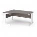 Vivo left hand ergonomic desk 1600mm - white frame, Grey Oak top VEL16-WH-GO