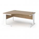 Vivo left hand ergonomic desk 1600mm - white frame, Kendal Oak top VEL16-WH-KO