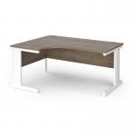 Vivo left hand ergonomic desk 1600mm - white frame, Nebraska Oak top VEL16-WH-NO