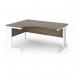 Vivo left hand ergonomic desk 1600mm - white frame, Nebraska Oak top VEL16-WH-NO