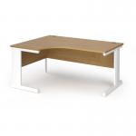 Vivo left hand ergonomic desk 1600mm - white frame, oak top VEL16-WH-O